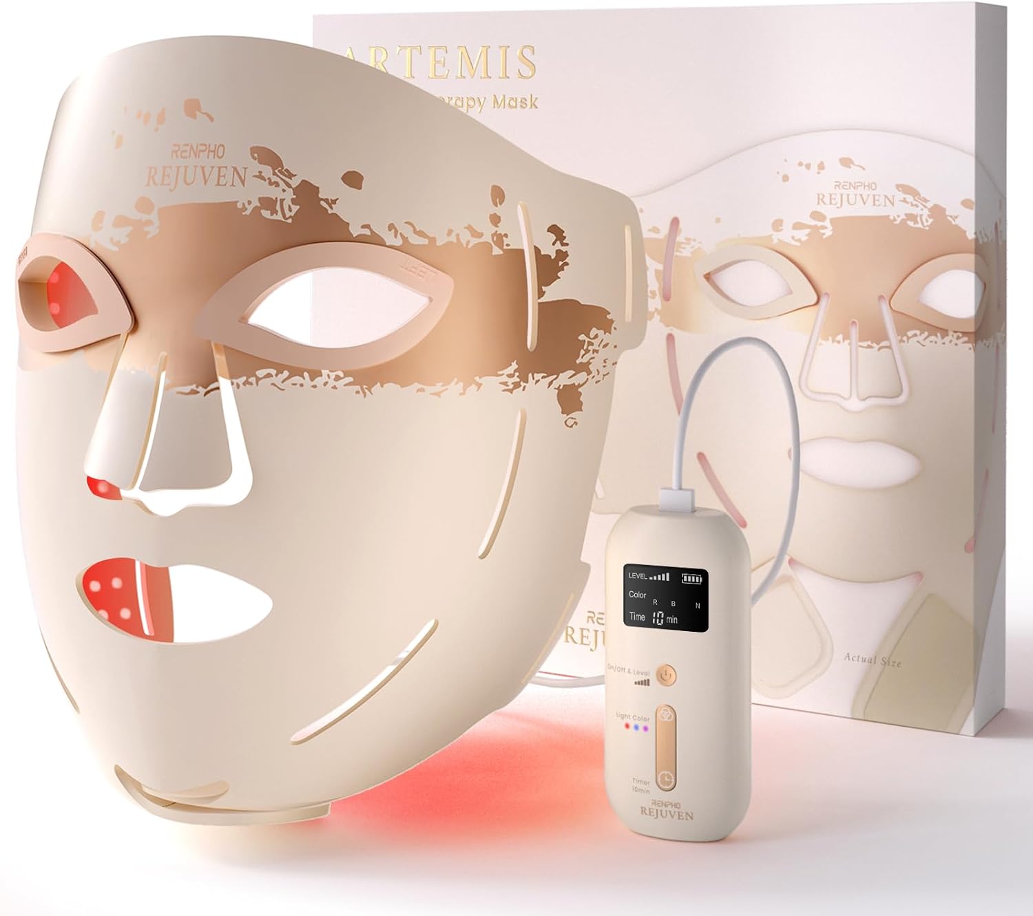 RENPHO Rejuven Red Light Therapy Mask for Face, 324 LEDs, FDA-Cleared