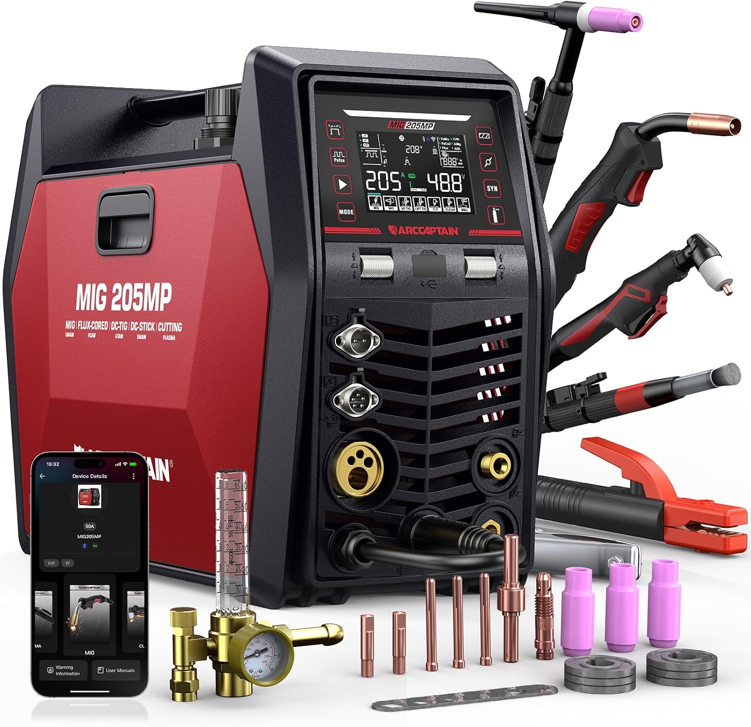 ARCCAPTAIN MIG205MP MIG Welder with Plasma Cutter, 9 IN 1 Welding…